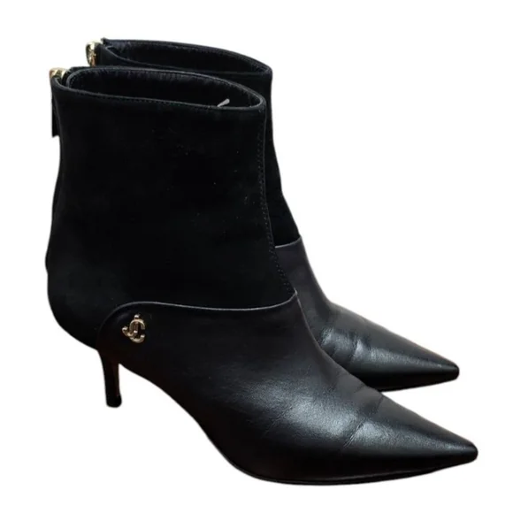 Jimmy Choo Black Suede/LeatherAnkle Booties Women's Size EU 34.5/US 4.5